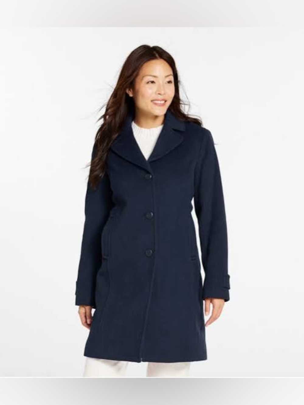 L.L. Bean Navy Single-Breasted Wool Pea Coat